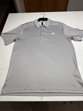 Adidas Golf Polo Shirt Geometric Print Gray Size M